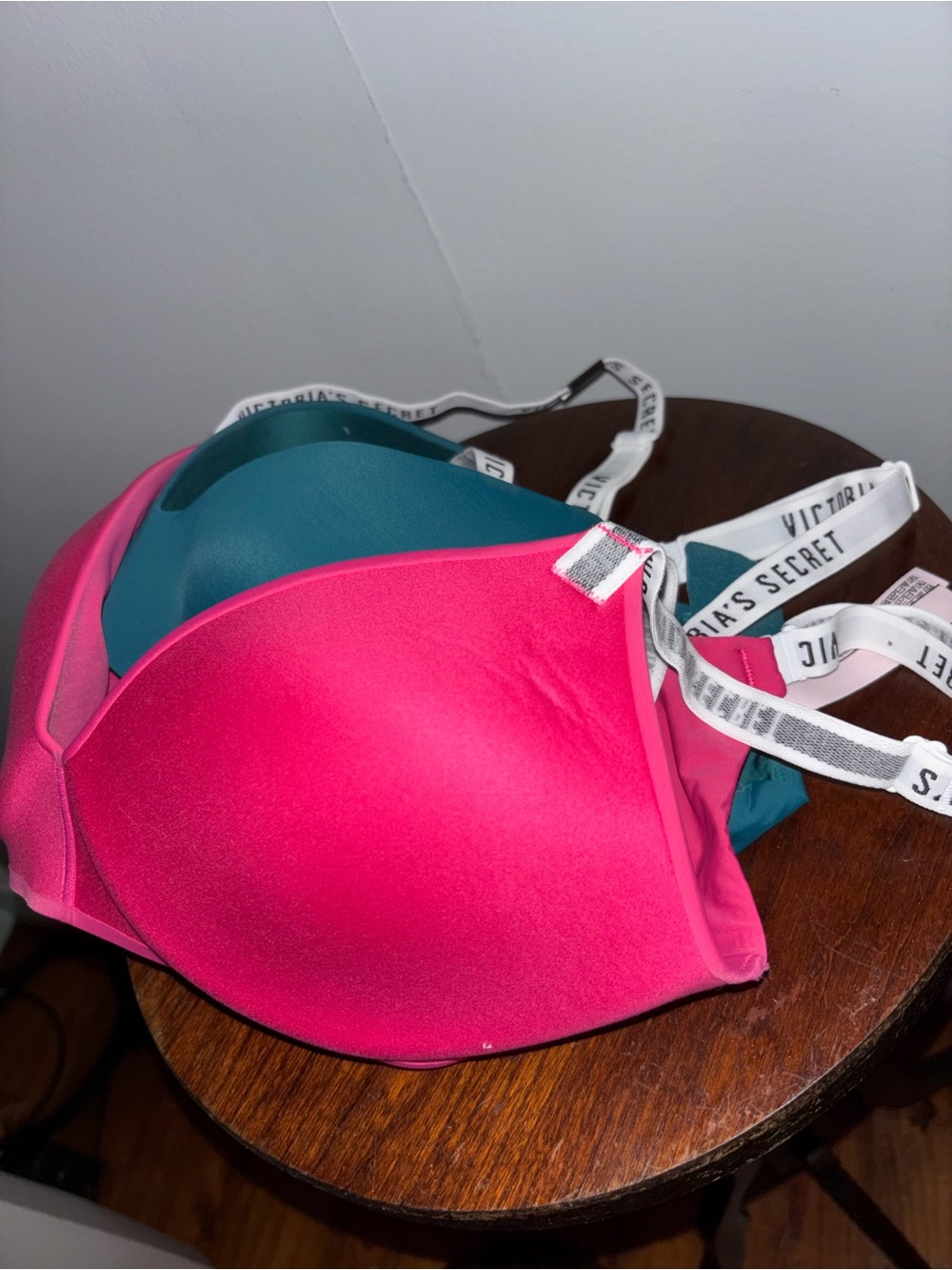 Victoria's Secret 34D Hot Pink and Teal Padded Bra Set